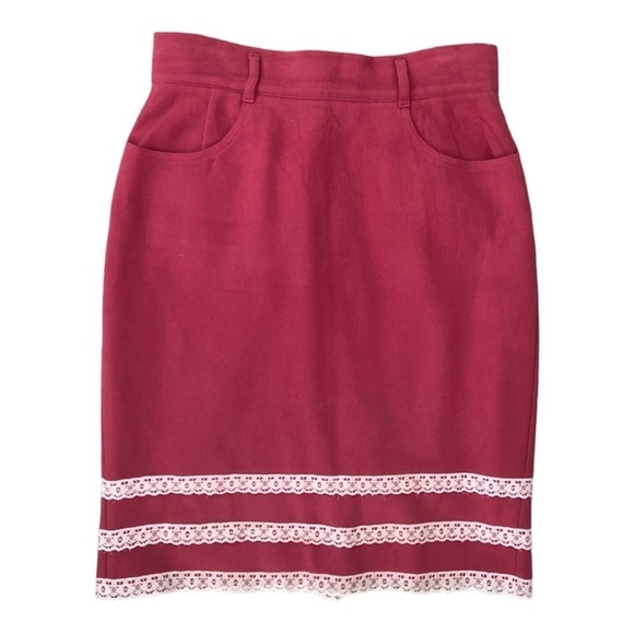 Andres New Traditionals Midi Skirt Cottagecore Cashmere Wool Lace trim Belgium - Picture 4 of 10